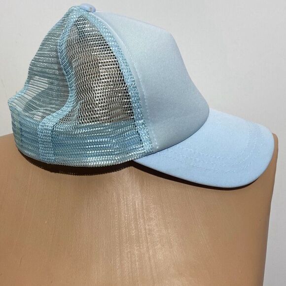 Roxy Women's Light Blue Mesh Embroidered Metallic Logo Snap Back Trucker Cap - Picture 2 of 7